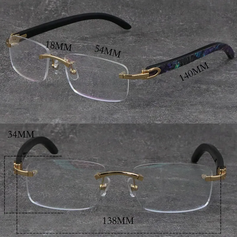 バッファローホーンメタルメタルフレームマン女性スクエア光学c装飾フレーム近視のメガネの内側の新しい多色のアバロンシェル