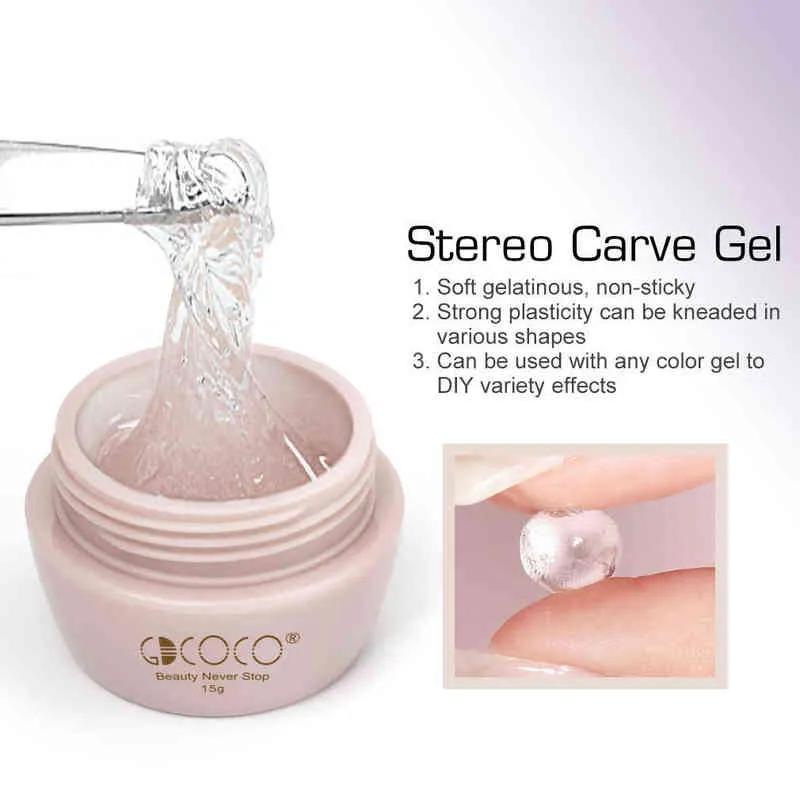 NXY Nail Gel 15g Stereo Carve Gdcoco Pvc Soft Sold l s Art Glue Modeling atinous Non Sticky 0328