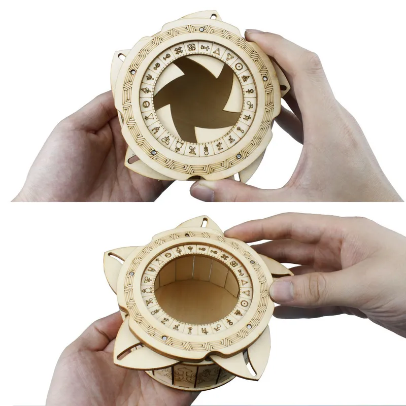 Iris Box Mechanical Gear Treasure 3D houten puzzel ambachtelijk speelgoed hersen teaser diy model bouwkits cadeau voor volwassenen tieners 220715