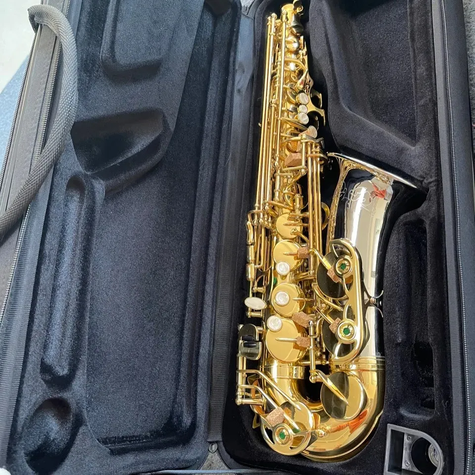Высококачественный оригинальный WO37 Модель модели Один-один капля E-Tune Professional Alto Saxophone White Медная трубка для тела на золото выложено саксофону