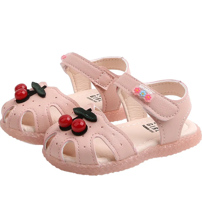 Zomer babysandalen voor meisjes kersen gesloten teen peuter baby kinderen prinses wandelaars kleine schoenen maat 1530 220621