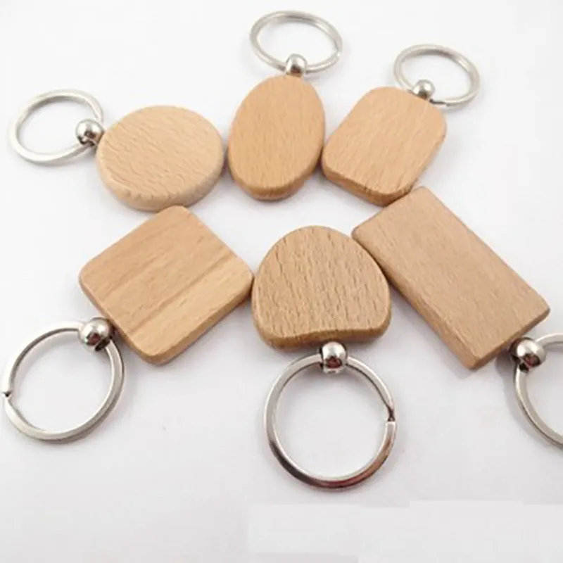 Porte-clés en bois vierge, 60 pièces, bricolage, étiquette de clé, accessoires en bois Anti-perte, cadeau
