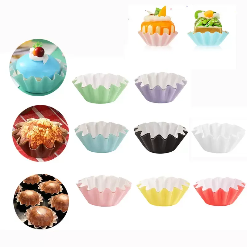 Wave Cupcake Liners Papier Pieczenia Kubki Muffin Wrappers GreaseProof Brioche Mold Cake Case Tace Uchwyt