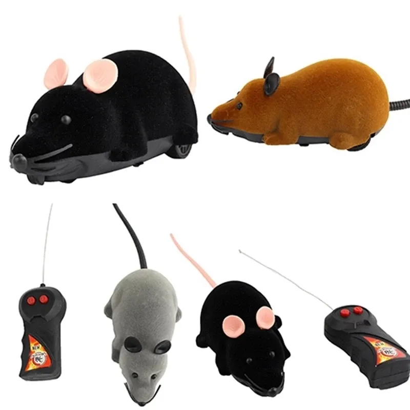 Mini Funny Simulação Controle remoto sem fio RC Camundongos de rato eletrônico de rato brinquedo Toy Plástico Flocking Halloween Xmas para PET 220621
