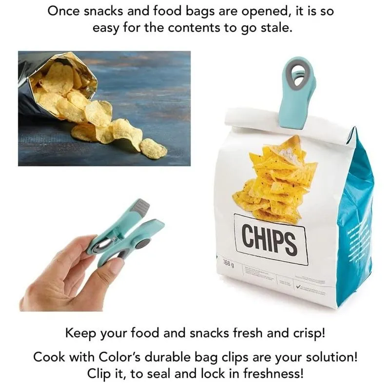 Beutel-Clips mit Magnet – Lebensmittel-Clips, Beutel-Clip für die Aufbewahrung von Lebensmitteln mit luftdichtem Verschluss, Snack-Beuteln und Lebensmittelbeuteln