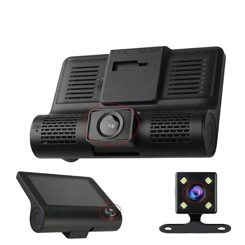 HD Night Car DVR Dash Cam 40 Inch Video Recorder Auto Camera 3 Camera Lens med bakre kamera Registrator Dashcam DVRs9553787