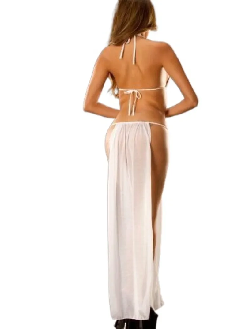 Se genom Split Dress Lace Sexig underkläder transparenta sexi kvinnor hängslen kjol erotiska underkläder damer nattklubbklänningar 2205219n