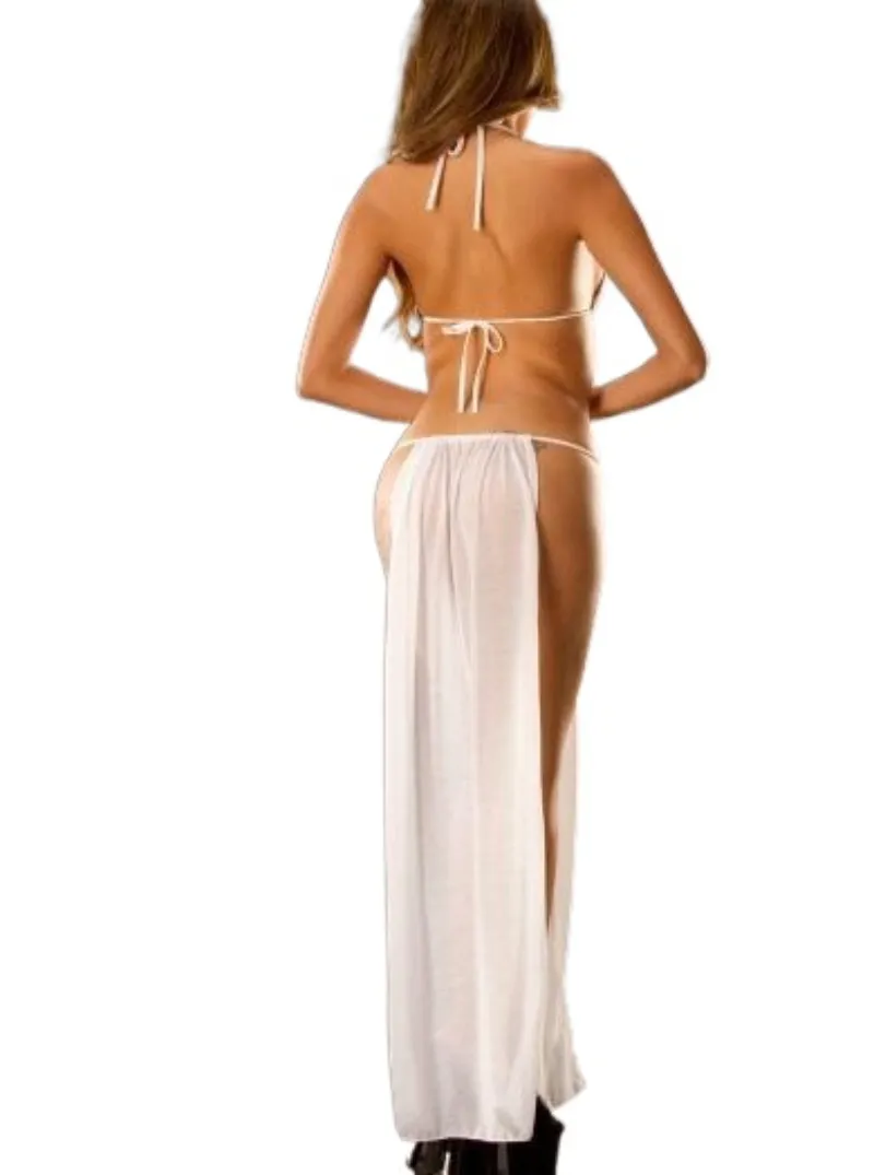 Voir à travers la robe fendue en dentelle Lingerie Sexy Transparent Sexi femmes bretelles jupe sous-vêtements érotiques dames robes de boîte de nuit 2205223j