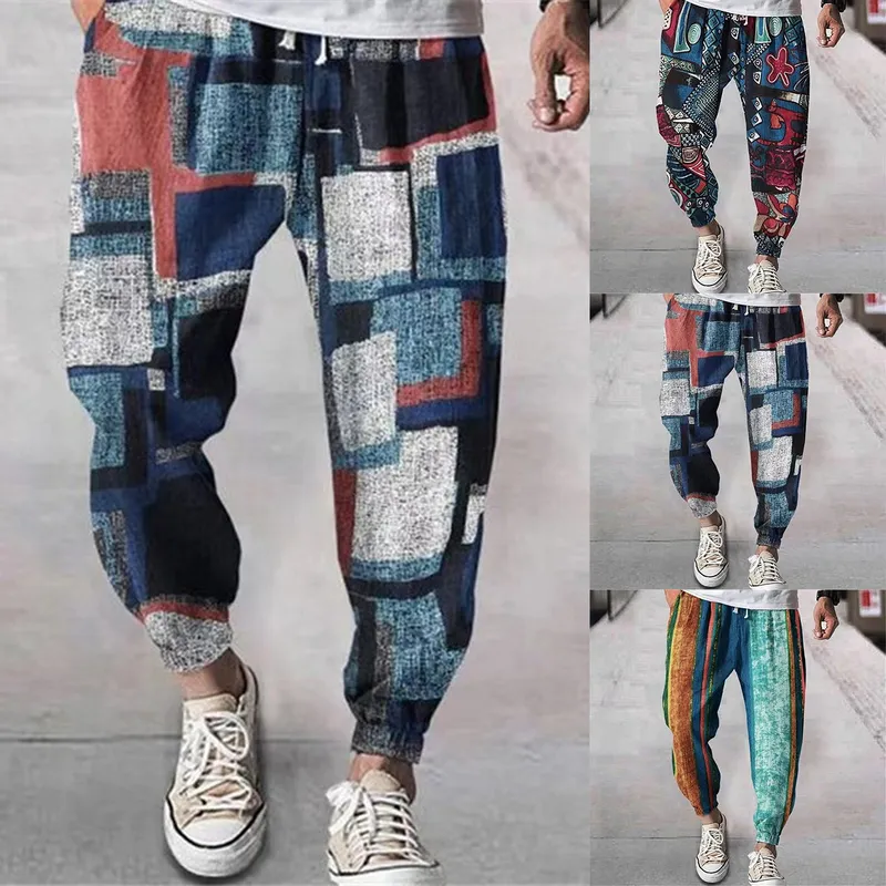Drop Summer Wide Ben Pants Man Loose Fat Shorts Harem Chinese Style Cotton and Linen Ankle Length Beach Byxor 220715