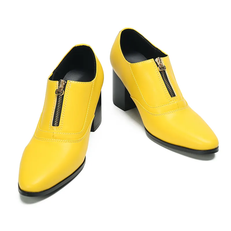 Zapatos de tacón alto de estilo británico para hombres, zapatos Oxford de oficina, zapatos Brogue formales de cuero genuino a la moda para hombres, es