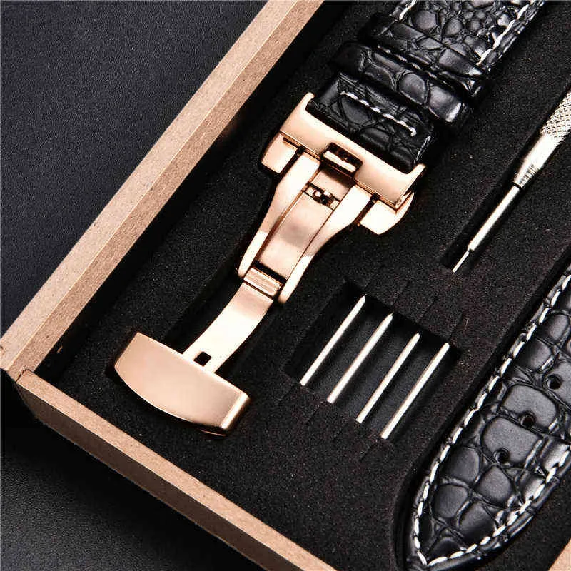 Cinturini in pelle modello coccodrillo Cinturino Samsung Galaxy 4 40mm 44mm / 4 Classic 42mm 46mm cinturino Bracciali Correa G220420