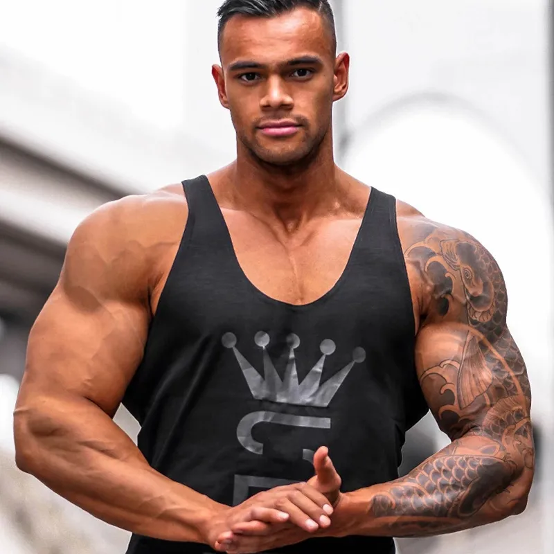 Men Tank Top Gym Workout Singlet Sleeveless Blouse Stringer Tank Tops Bodybuilding Show Muscle 220627