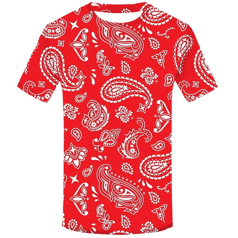 Röd Bandana Mode 3d Print T-shirt Herr Hip Hop Streetwear T-shirt Casual Kortärmad T-shirt Toppar O-hals Ytterkläder 220610