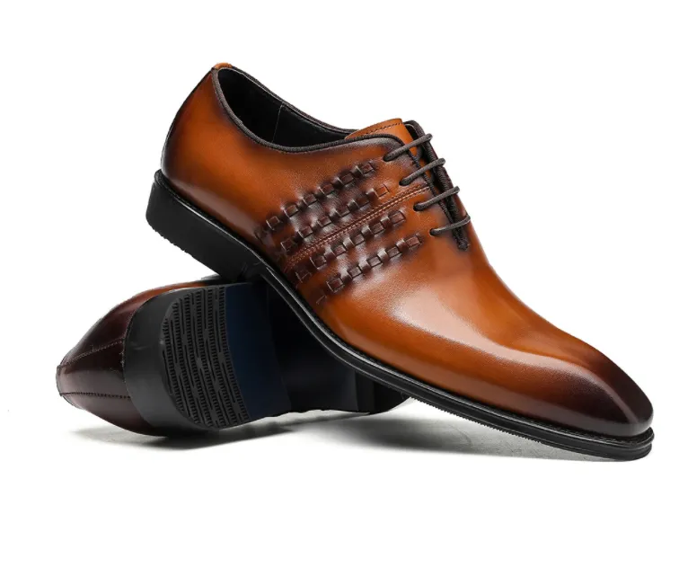 Nouveauté chaussures pour hommes faites à la main chaussures de mariage de haute qualité à lacets chaussures habillées en cuir véritable