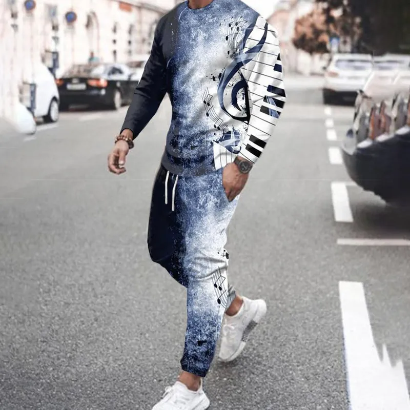 Men's Tracksuits Men's T-Shirt Long Sleeved Sports Suits 3D Printed Trend Essentials Tracksuit Casual Oversize Men Clothes Outfits Sports Pants 220826