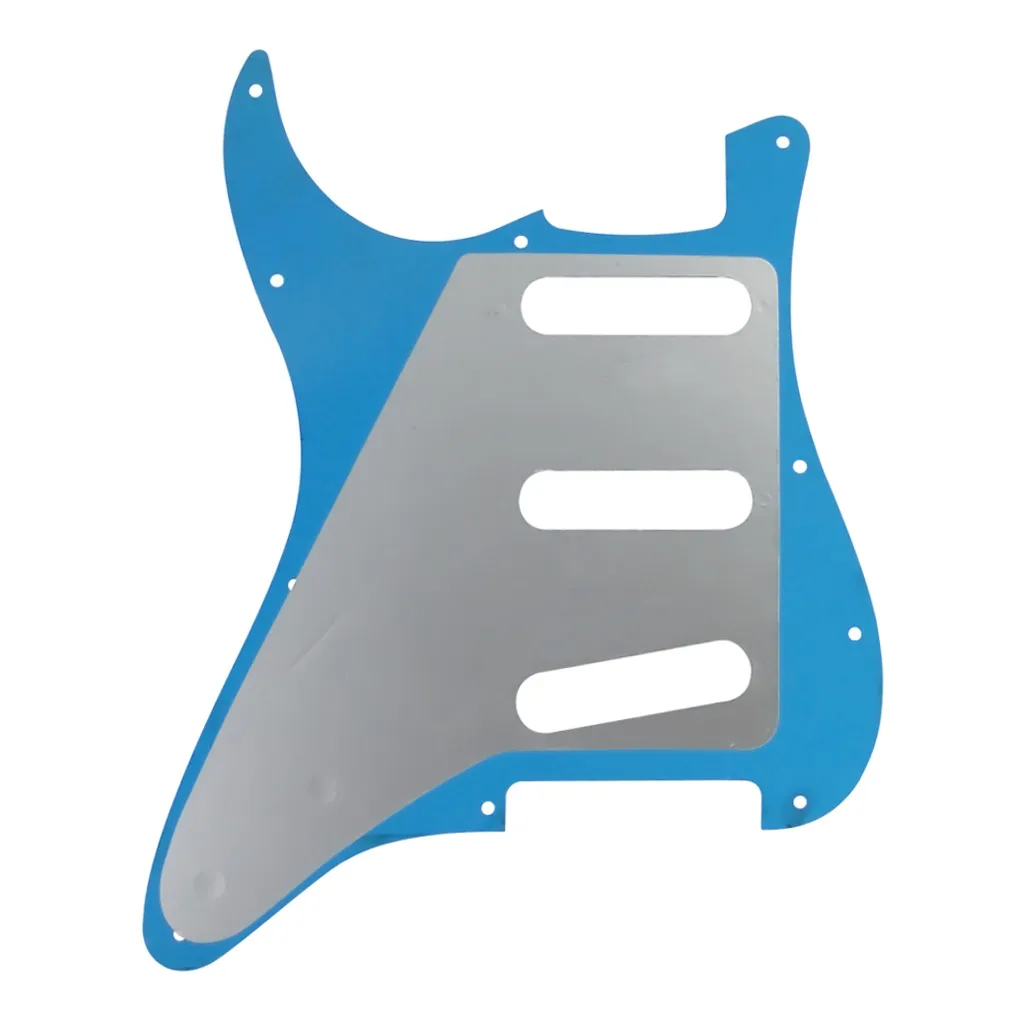 11 Hole Pickguard SSS Scratch Plate Blue Mirror 1Ply Acrylic With Screws for Electric Guitar Parts