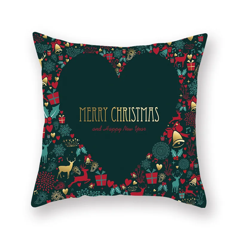 Navidad rojo verde funda de almohada árbol de Navidad Elk impresión funda de almohada piel de melocotón almohada fundas de cojín hogar sofá decoración BH7225 TYJ