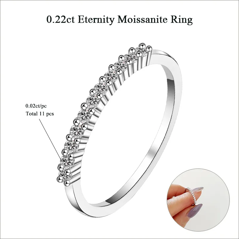2ct gecertificeerde Asscher Cut Moissanite verlovingsringen Rhodium Plated 925 Silver Diamond Wedding Band Passage Test Ring Set Perfect276w