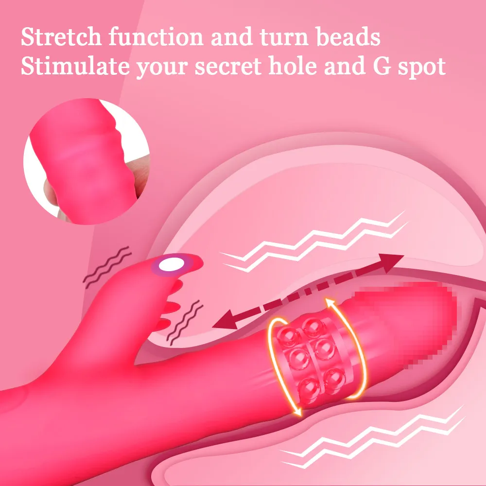 Dual Motor Dildo Rabbit Vibrator Stretch Vibration Rotatie Sexy Speelgoed voor Dames G Spot Massager Clitoris Stimulator Adult Shop