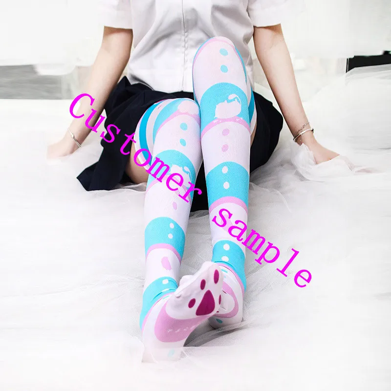 Mode privé personnalisé longs bas bricolage femmes universel coton Sexy genou hauts de cuisse sur chaussettes fille mignon drôle chaussette 220704