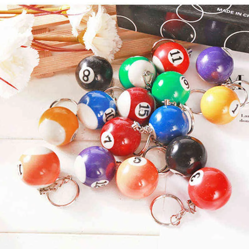 / set Mini Billard En Forme De Porte-clés Assortis Coloré Billard Piscine Petite Boule Porte-clés Décorations Suspendues Créatives G220421