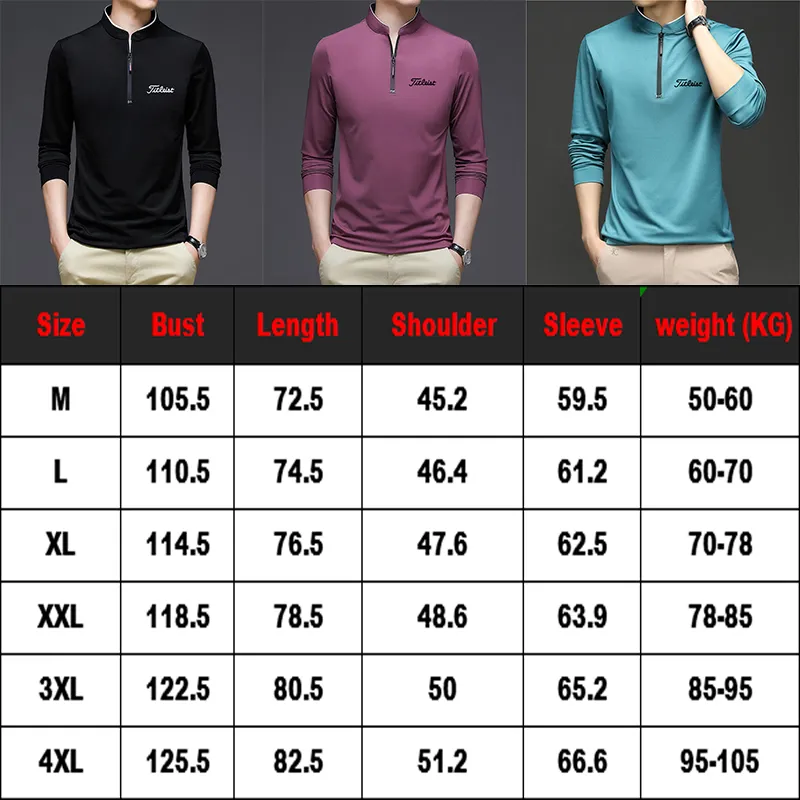 Uomo abbigliamento da golf maglietta a maniche lunghe men039s ventilazione sportiva esterna ventilazione sciolta polo con fondo a fondo mezza zip da golf 2206278139179