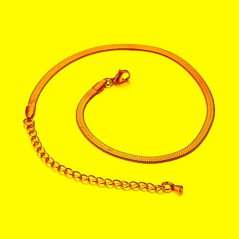 Chokers Trendy Fashion Jewelry Gold Color Stainless Steel Girl's Lady Women Snake Chain Short Choker NecklacesChokers280c