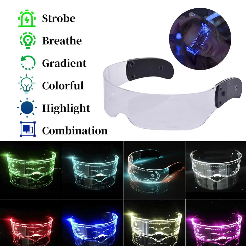 LED Luminous okulary LED El Wire Neon Light Up Visor Eyeglasses Bar Party Eyeware na Halloween Party świąteczne 5560879