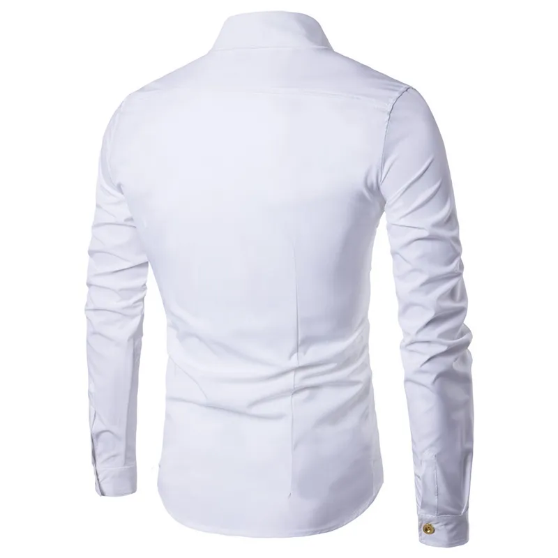 Primavera camisas homens personalidade botão oblíquo irregular duplo breasted manga longa camisa masculina masculino fino ajuste camisa 220813