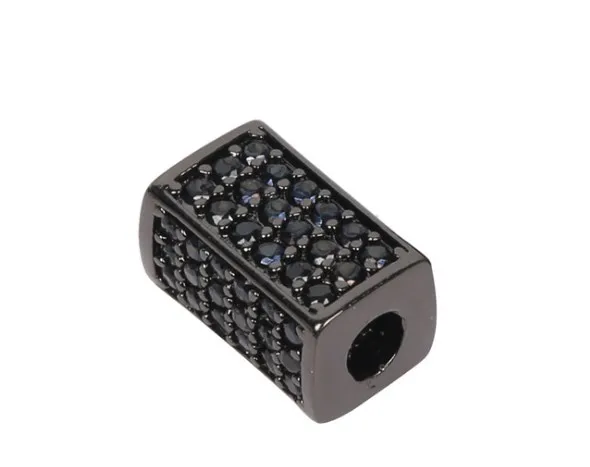 Tube cristal micro pavé cz zircon cubique perles de zircone cuivre argent or noir plaqué bracelet accessoires hf34