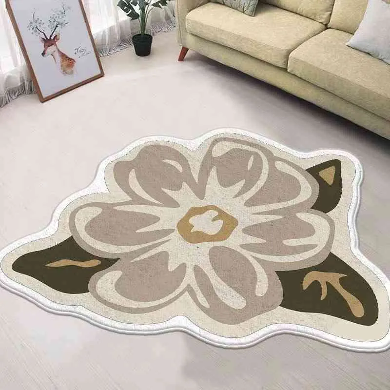 Cashmere 3D espessado em forma de flor não deslizante banheiro almofada irregular sala de estar de cabeceira de cabeceira lavável Pé seco lavável