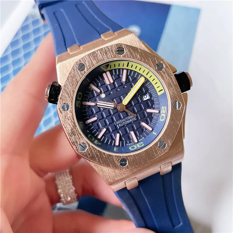 2022 Nuevo reloj para hombre Reloj de pulsera automático de cuarzo Hora Reloj de pulsera de acero inoxidable Correa de goma de alta calidad Moda Multifunción Waterpro2073
