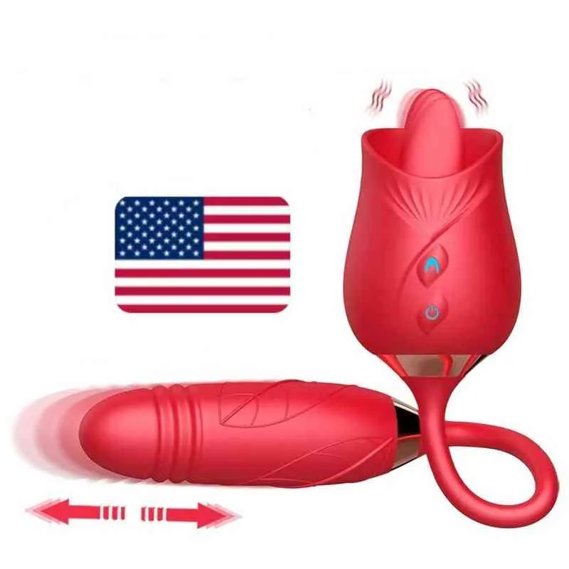 Vibradores NXY Xiaer Oem Odm, juguetes atractivos para mujeres, sexo para adultos, forma de rosa, 10 Inten, lengua roja, consolador para lamer 0411