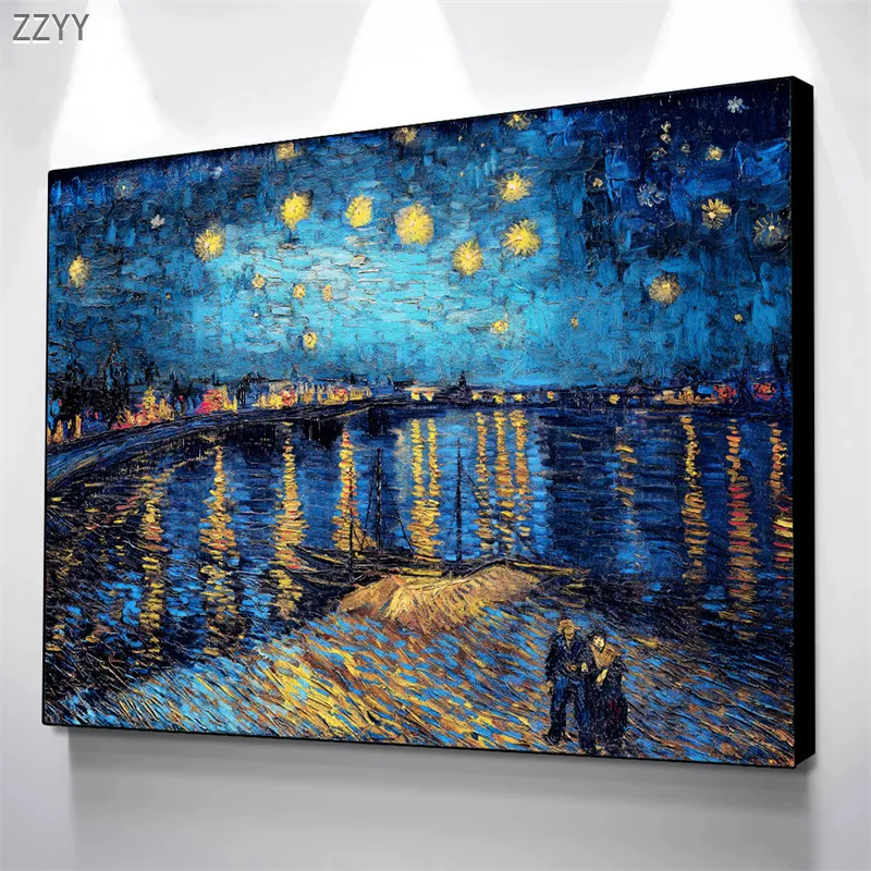 Van Gogh – toile imprimée célèbre, peinture sur toile, fleur d'amandier, ciel étoilé, Reproduction d'image murale, affiche d'art impressionniste