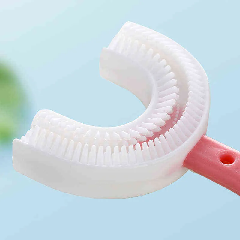 Spazzolino da denti bambini Spazzolino da denti bambino Spazzolino da denti in silicone a forma di u a 360 gradi Cartone animato bambini Spazzolini da denti igiene orale dentale 0511