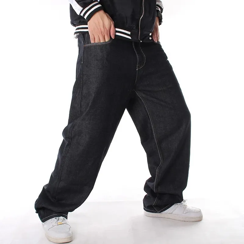 EBAIHUI homme jean ample Hip Hop Skateboard Baggy Denim pantalon Long Hip Hop Rap mâle pantalon noir grande taille