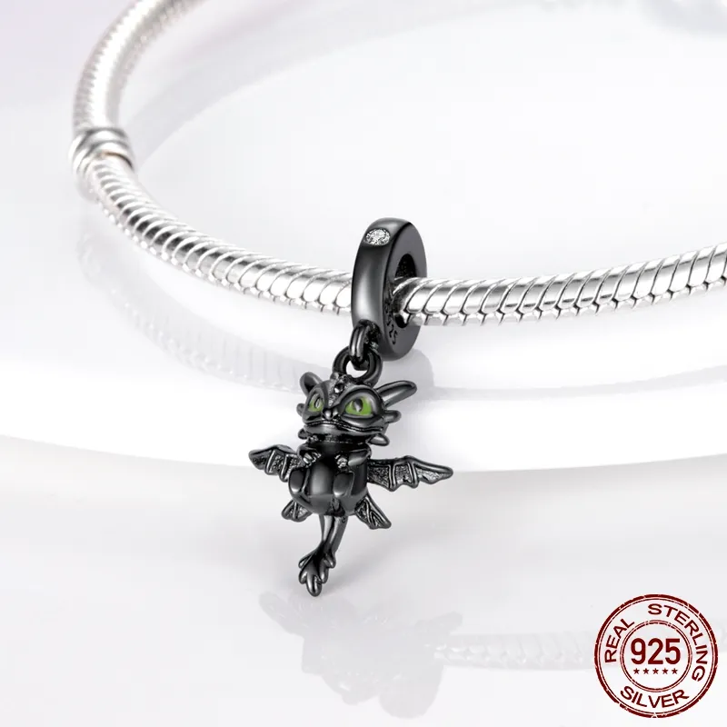 925 Argent Charme Perles Dangle Couleur Bonhomme De Neige Dragon Éléphant Prince Renard Pendentif Perle Fit Pandora Charms Bracelet DIY Bijoux Accessoires