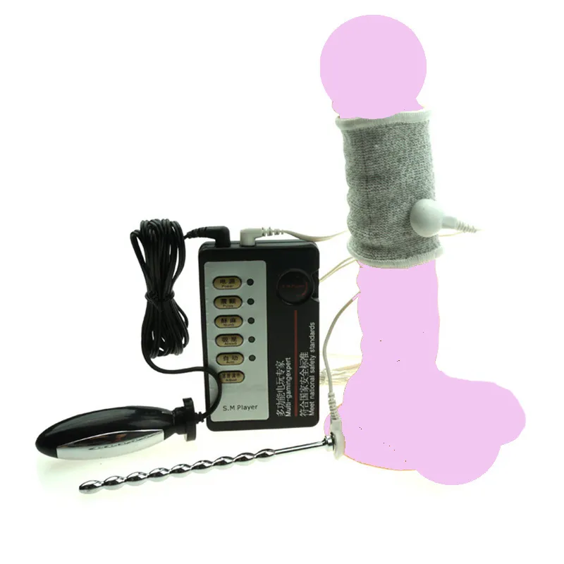 Elektrische Schok Fysiotherapie Uitbreiding Ring Urethrakatheter Anale Vibrator Butt Plug sexy Speelgoed voor Mannen Masturbator Penis