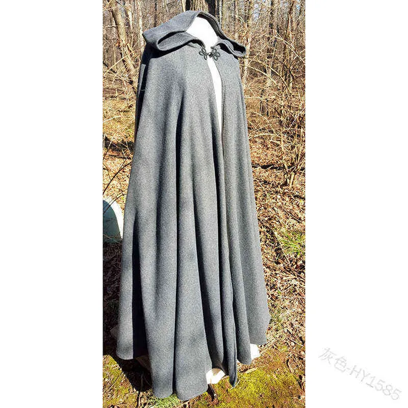 Blondewig Sweat à capuche Anime Femmes Médieval Cloak Mabille à capuche Vintage Gothic Cape Solid Mabe Long Trench Halloween Cosplay Come Overcoat Femme THEMLET POGLET 10