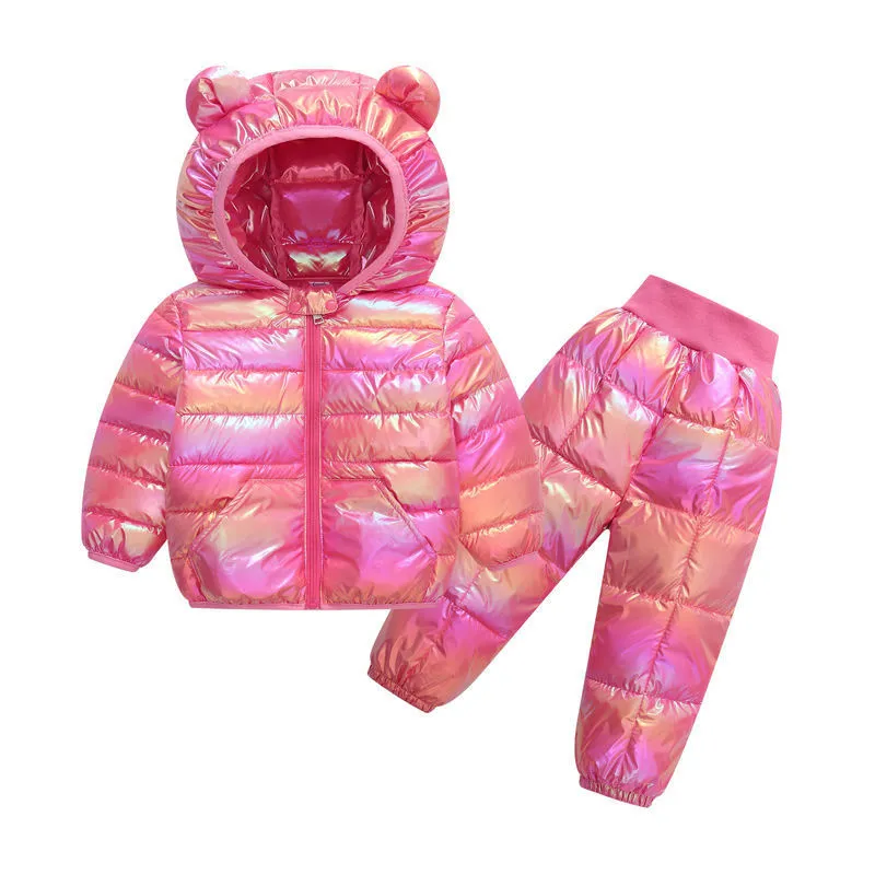 Kleidungssets Herbst Winter Mädchen Anzug plus Samt zweiteiliges Set Junge trendige Kinder Baumwolle Kapuzenmäntel und Hosen Kinderkleidung16Y 220826