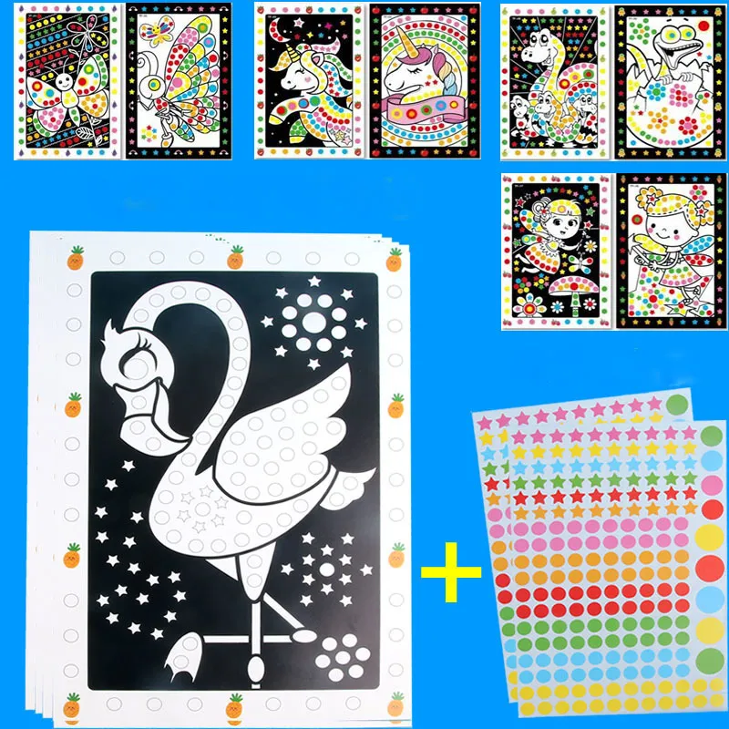 Grappige puzzel stip stickers voor kinderen schattige cartoon diertekening mozaïek sticker kinderen vroege eonaal geduld training speelgoed 220705