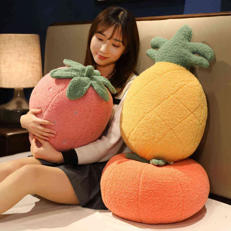 Dessin animé créatif fraise ananas orange câlin enfants fruits mignons en peluche canapé coussin décor oreiller fille cadeau J220704
