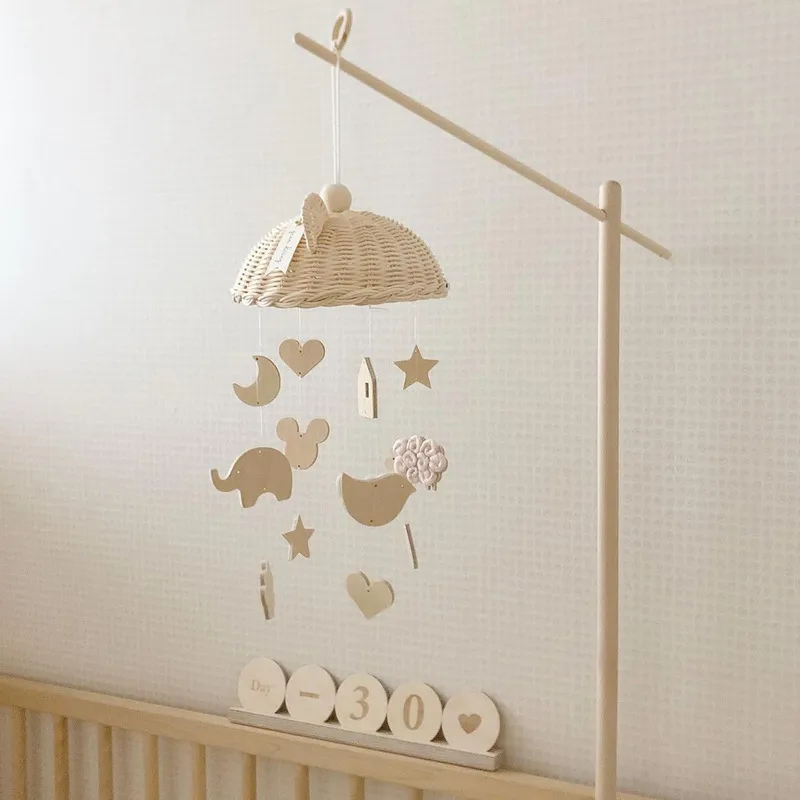 INS Baby Rattan Rattles Mobiles de berço BELE BELL Caixa musical de 0 a 12 meses de madeira para COTS Decoração da sala de projeção 220428