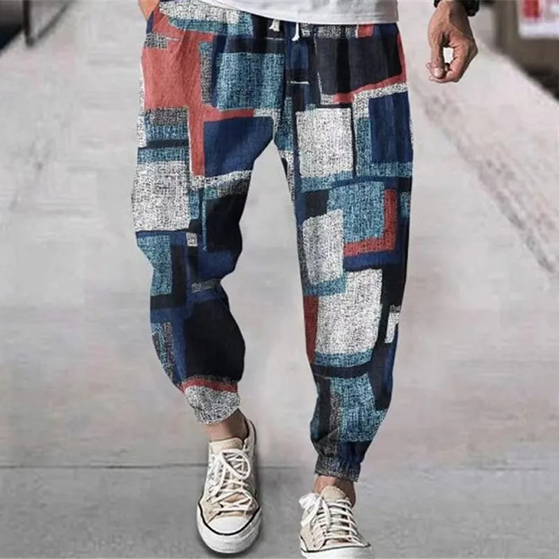 Drop Summer Wide Ben Pants Man Loose Fat Shorts Harem Chinese Style Cotton and Linen Ankle Length Beach Byxor 220715