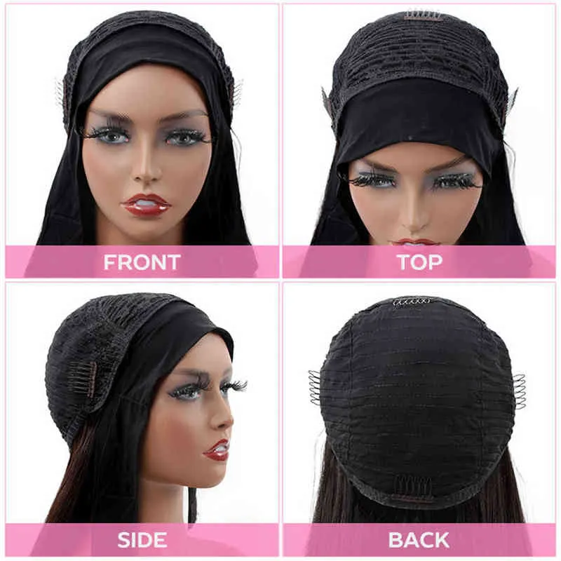 Парики волос бразильская прямая повязка на голову remy Human for Womenless Scarf с 220722