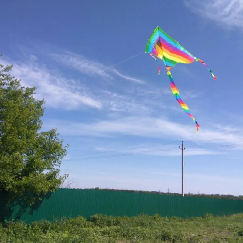 Long Tail Rainbow Kite Outdoor Kites Flying Toys For Children Kids The Kite Is Come With 30M String