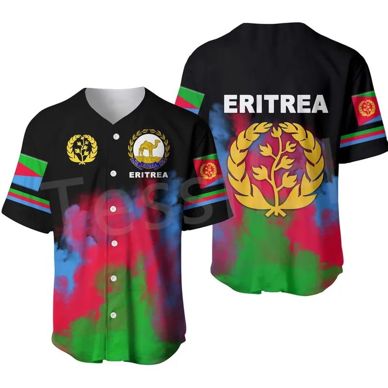 Schwarze Geschichte Afrika Land Eritrea Tigray Äthiopien Stamm Tattoo 3DPrint Sommer Harajuku Baseball Jersey Shirts Kurzarm X1 220623