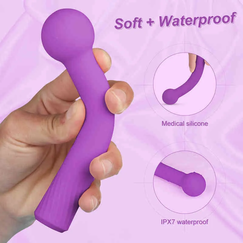 NXY Vibromasseur Doux Silicone Gode Vibromasseur Clitoris Sex Toy Pour Femmes 9 Vibrations Super Flexible Mur Clitoris Stimulateur Qualité Bâton De Massage 220427