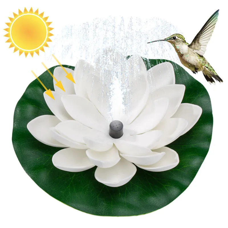 Fontana solare Bagno uccelli Lotus Waterscape Giardino Fontana d'acqua galleggiante bagno uccelli Serbatoio pesci Piscina Decorazione da giardino tuin 220531