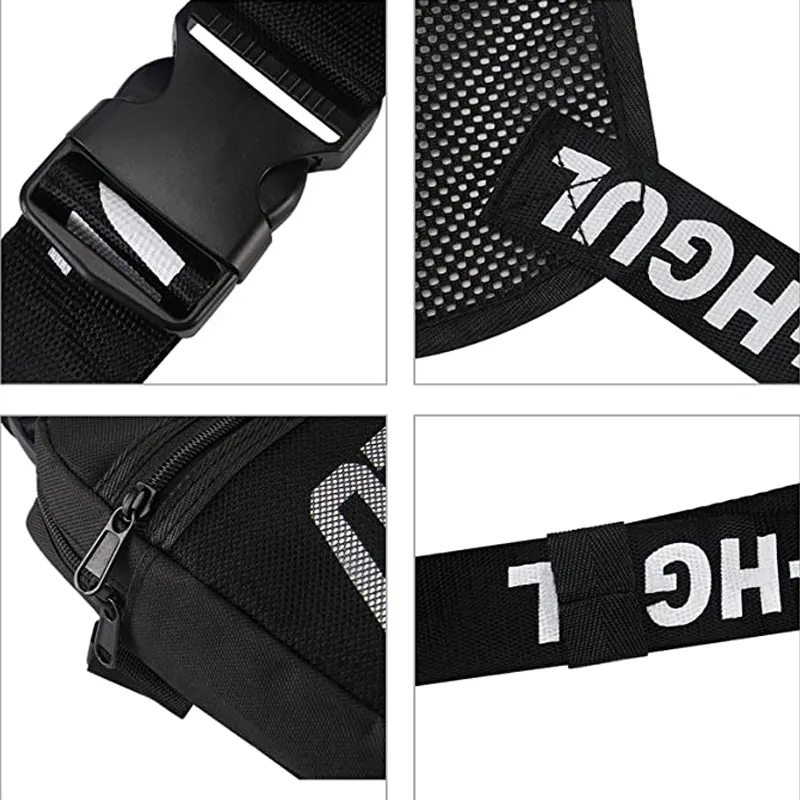 Модная уличная одежда, мужская нагрудная сумка в стиле хип-хоп, тактическая нагрудная сумка с двумя ремнями, модный стиль, прямоугольная нагрудная сумка G122305o